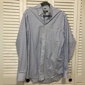 Kenneth Cole Reaction Blue And White Pin Striped Button Down Shirt Size Medium